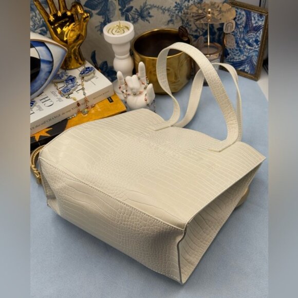 🆕 TED BAKER 🧿 NWOT REPTCON White Croc-Embossed Small Icon Tote Bag - Picture 13 of 15
